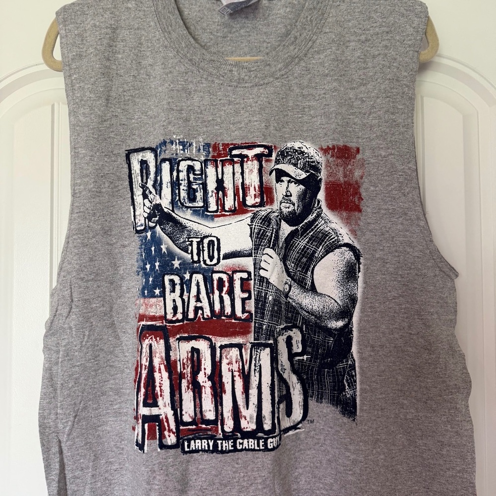 Vintage Larry the Cable Guy Right To Bare Arms Muscle T-Shirt Tank Y2K 2000s